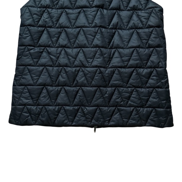 Eileen Fisher Quilted Black Snap Front Puffer Vest Chevron Black Medium - Picture 9 of 12